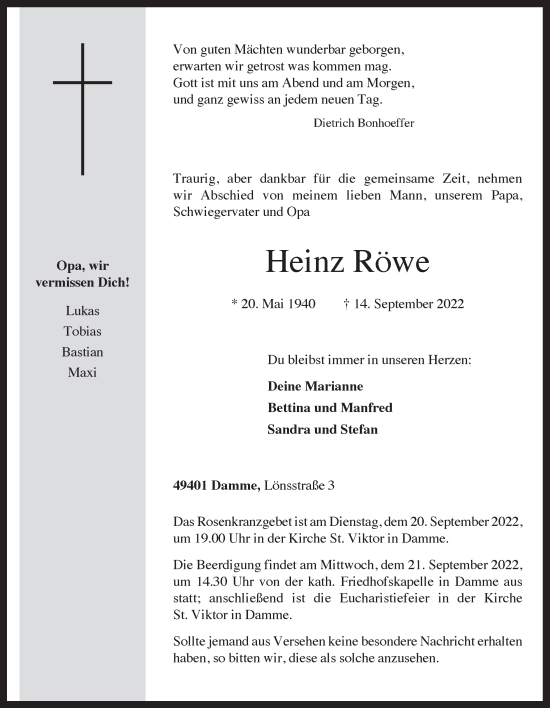 Anzeige von Heinz Röwe von OM-Medien