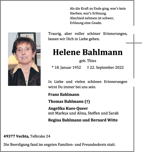 Anzeige von Helene Bahlmann von OM-Medien