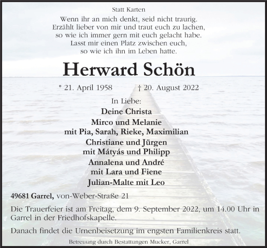 Anzeige von Herward Schön von OM-Medien