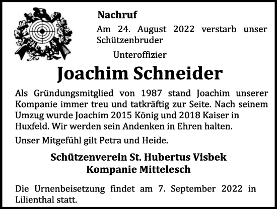 Anzeige von Joachim Schneider von OM-Medien