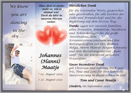 Anzeige von Johannes Maatje von OM-Medien