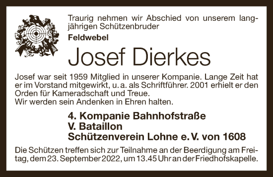 Anzeige von Josef Dierkes von OM-Medien