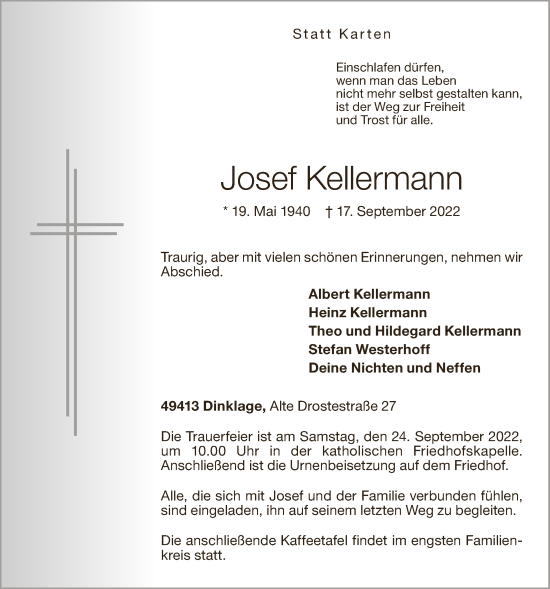 Anzeige von Josef Kellermann von OM-Medien