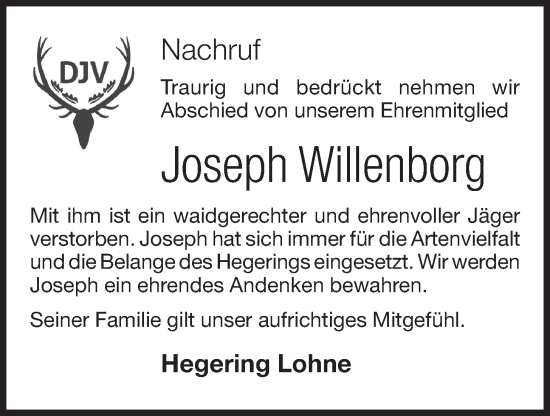 Anzeige von Joseph Willenborg von OM-Medien