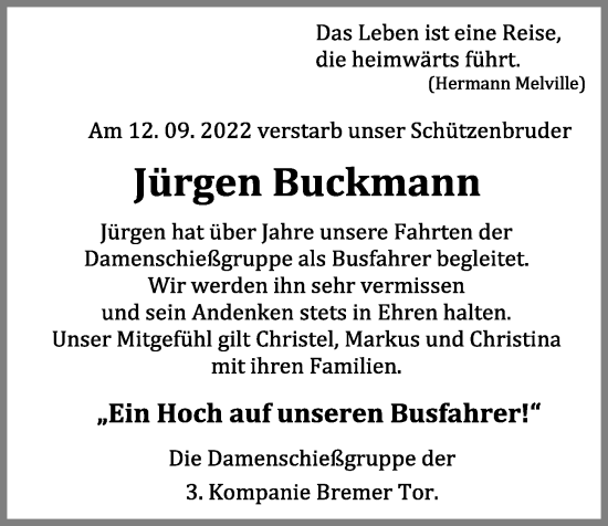 Anzeige von Jürgen Buckmann von OM-Medien