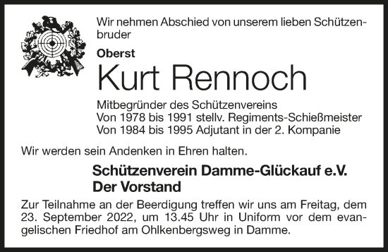 Anzeige von Kurt Rennoch von OM-Medien