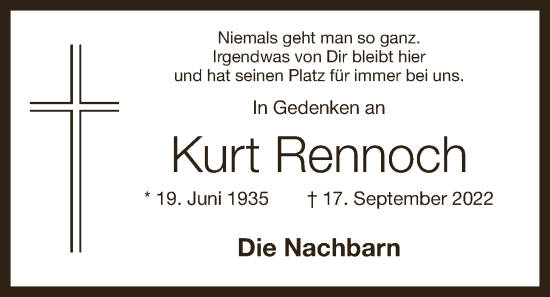 Anzeige von Kurt Rennoch von OM-Medien