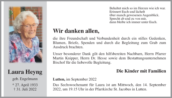 Anzeige von Laura Heyng von OM-Medien