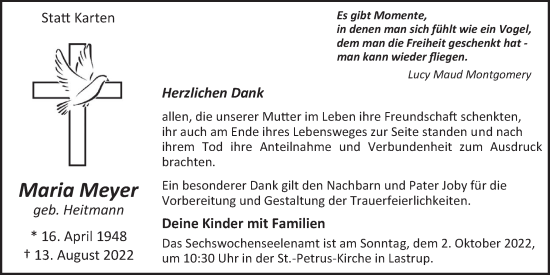 Anzeige von Maria Meyer von OM-Medien