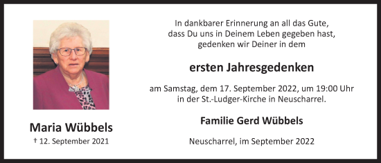 Anzeige von Maria Wübbels von OM-Medien