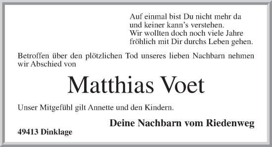 Anzeige von Matthias Voet von OM-Medien