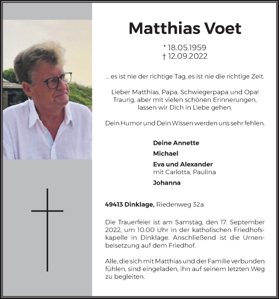 Anzeige von Matthias Voet von OM-Medien