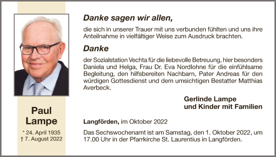 Anzeige von Paul Lampe von OM-Medien