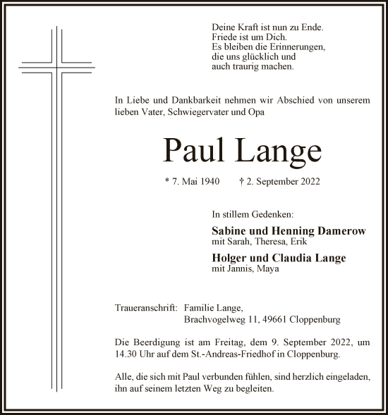Anzeige von Paul Lange von OM-Medien