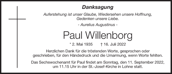 Anzeige von Paul Willenborg von OM-Medien