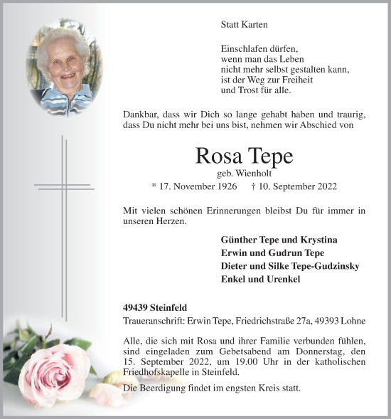 Anzeige von Rosa Tepe von OM-Medien