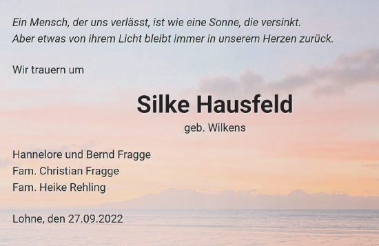 Anzeige von Silke Hausfeld von OM-Medien