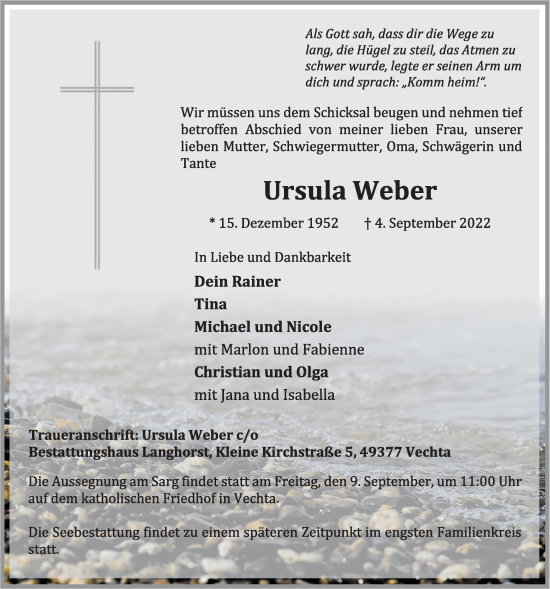 Anzeige von Ursula Weber von OM-Medien