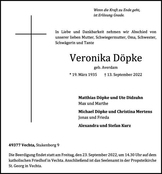 Anzeige von Veronika Döpke von OM-Medien