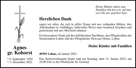 Anzeige von Agnes gr. Kohorst von OM-Medien