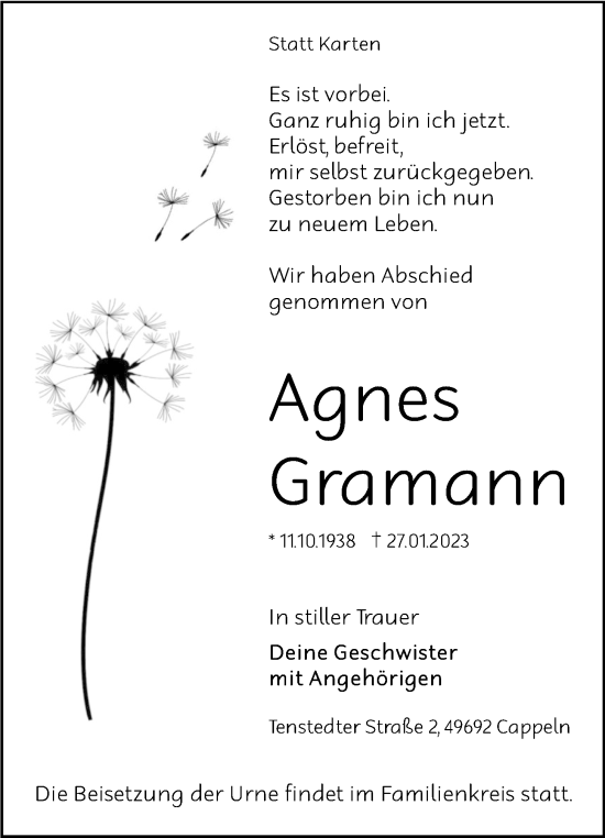 Anzeige von Agnes Gramann von OM-Medien