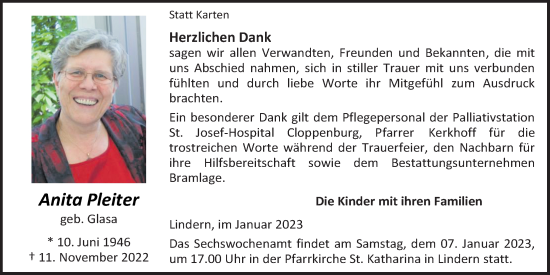 Anzeige von Anita Pleiter von OM-Medien