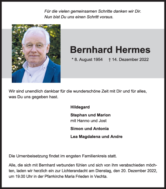 Anzeige von Bernhard Hermes von OM-Medien