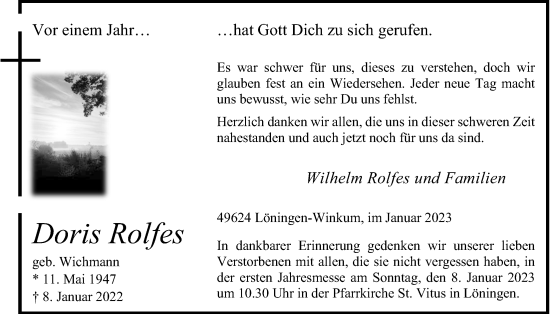 Anzeige von Doris Rolfes von OM-Medien