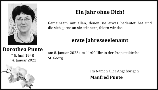 Anzeige von Dorothea Punte von OM-Medien
