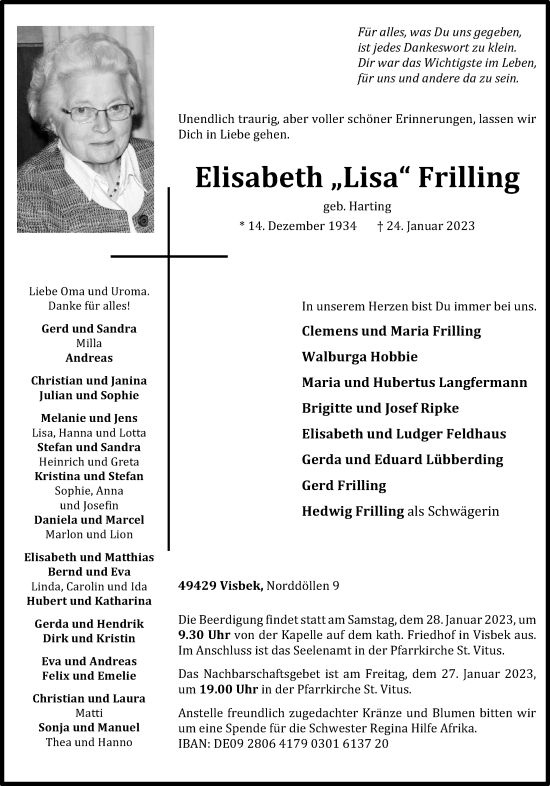 Anzeige von Elisabeth Frilling von OM-Medien