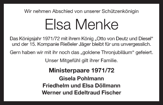 Anzeige von Elsa Menke von OM-Medien