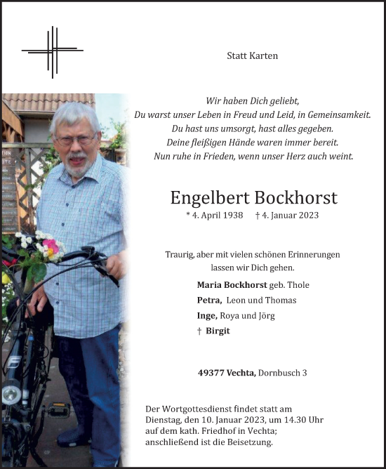 Anzeige von Engelbert Bockhorst von OM-Medien