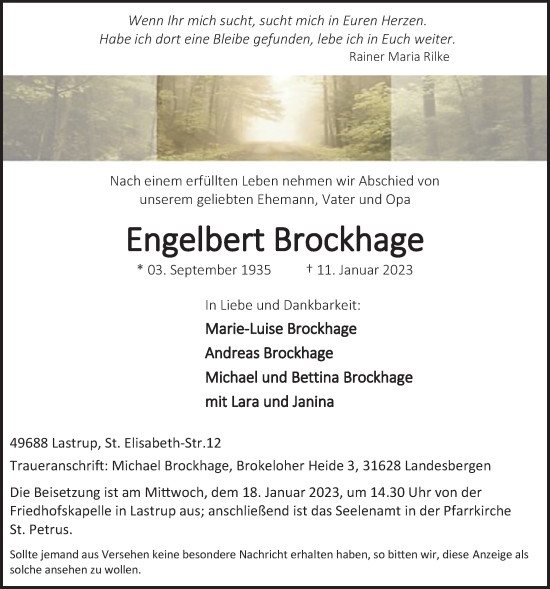 Anzeige von Engelbert Brockhage von OM-Medien