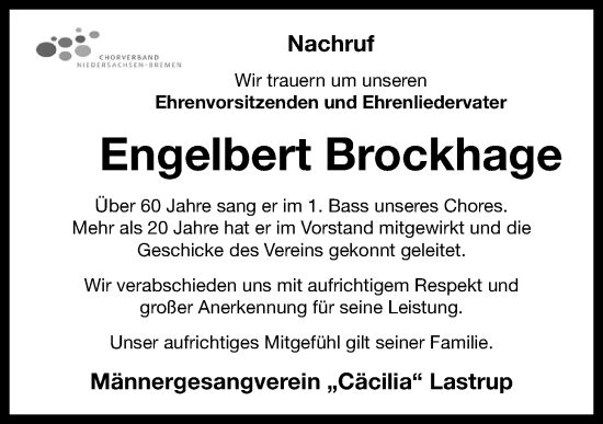 Anzeige von Engelbert Brockhage von OM-Medien