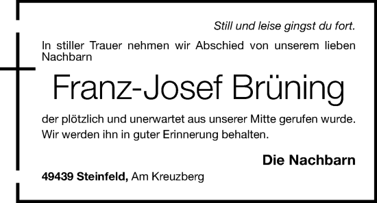 Anzeige von Franz-Josef Brüning von OM-Medien