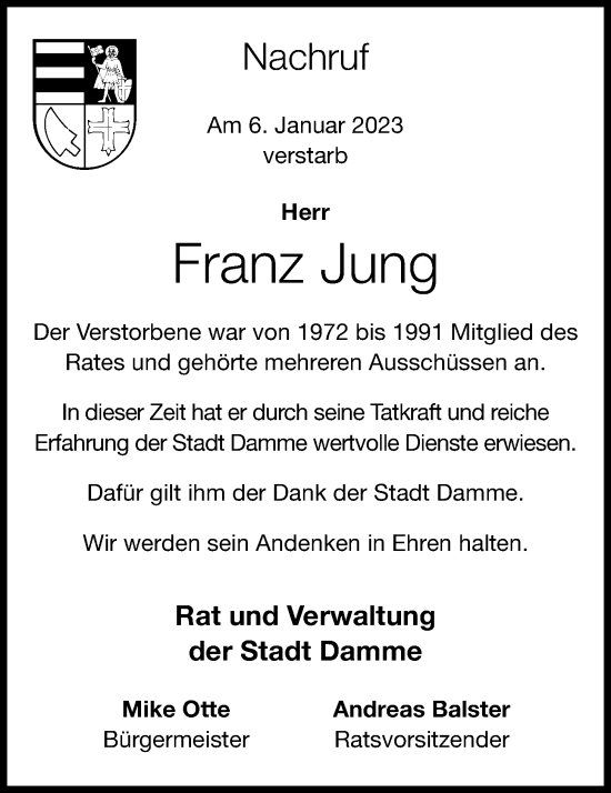 Anzeige von Franz Jung von OM-Medien