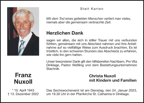 Anzeige von Franz Nuxoll von OM-Medien
