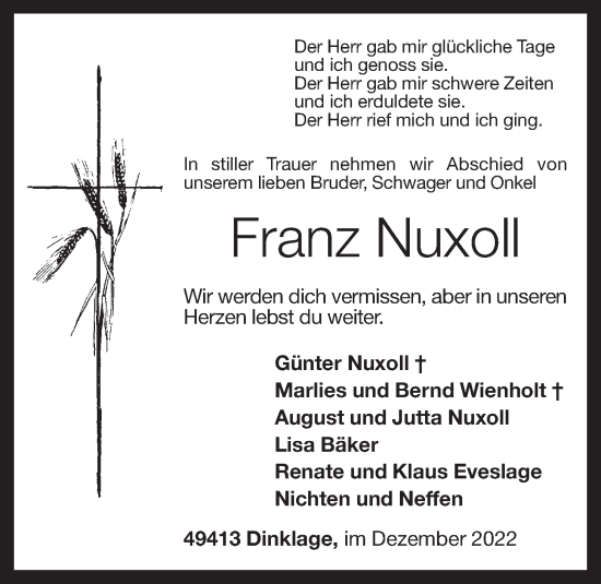 Anzeige von Franz Nuxoll von OM-Medien