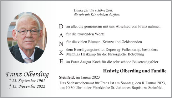 Anzeige von Franz Olberding von OM-Medien