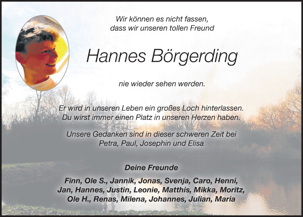  Traueranzeige für Hannes Börgerding vom 10.01.2023 aus OM-Medien