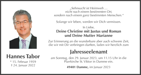 Anzeige von Hannes Tabor von OM-Medien