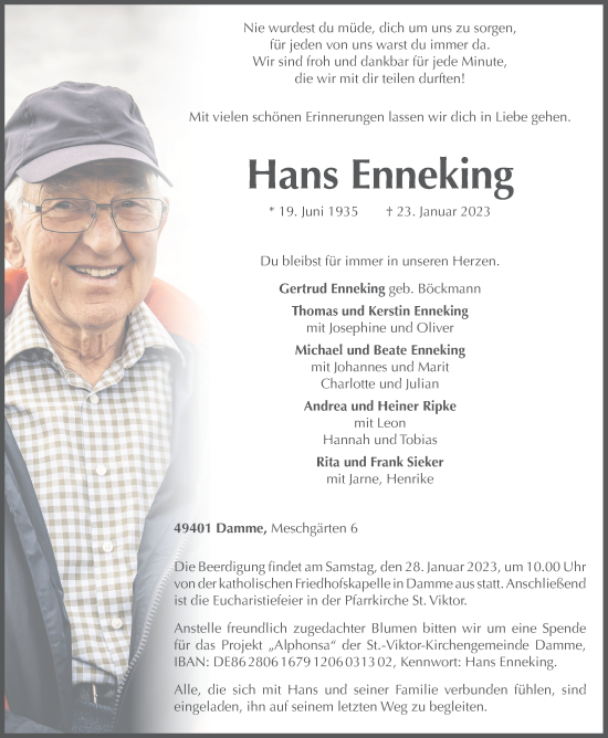 Anzeige von Hans Enneking von OM-Medien