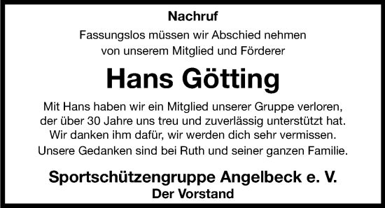 Anzeige von Hans Götting von OM-Medien