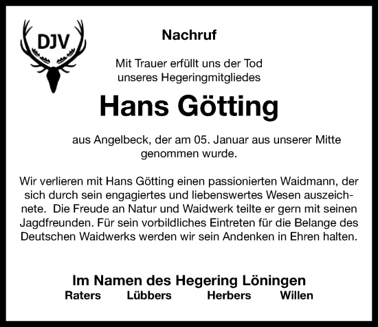Anzeige von Hans Götting von OM-Medien