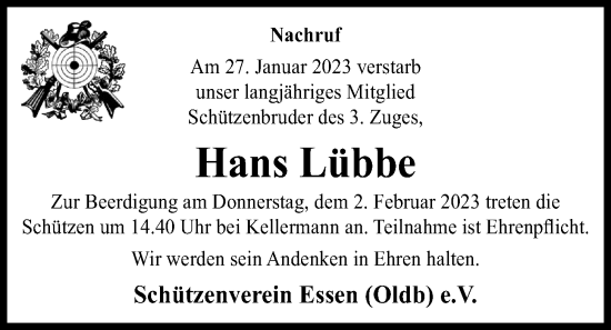 Anzeige von Hans Lübbe von OM-Medien