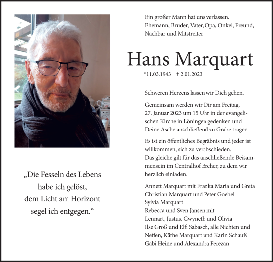 Anzeige von Hans Marquart von OM-Medien