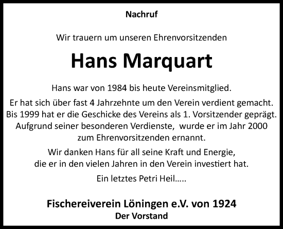 Anzeige von Hans Marquart von OM-Medien