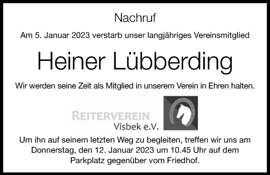 Anzeige von Heiner Lübberding von OM-Medien