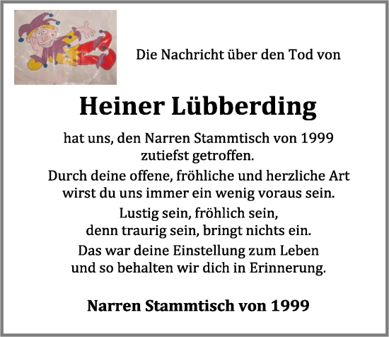 Anzeige von Heiner Lübberding von OM-Medien