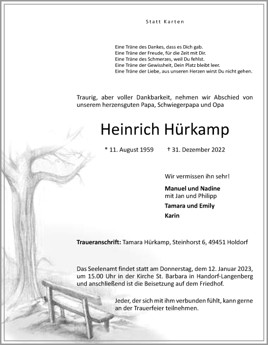 Anzeige von Heinrich Hürkamp von OM-Medien